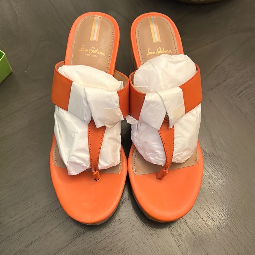 SAM EDELMAN Yardlie Wedge Sandal In Sunset Orange - Picture 5 of 13